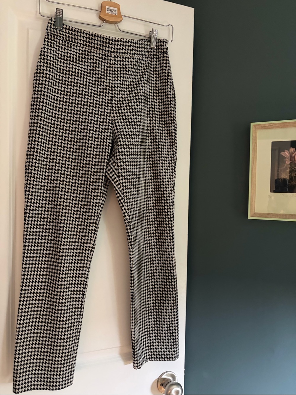 Sezane Black & White Houndstooth Slim Men's Pants